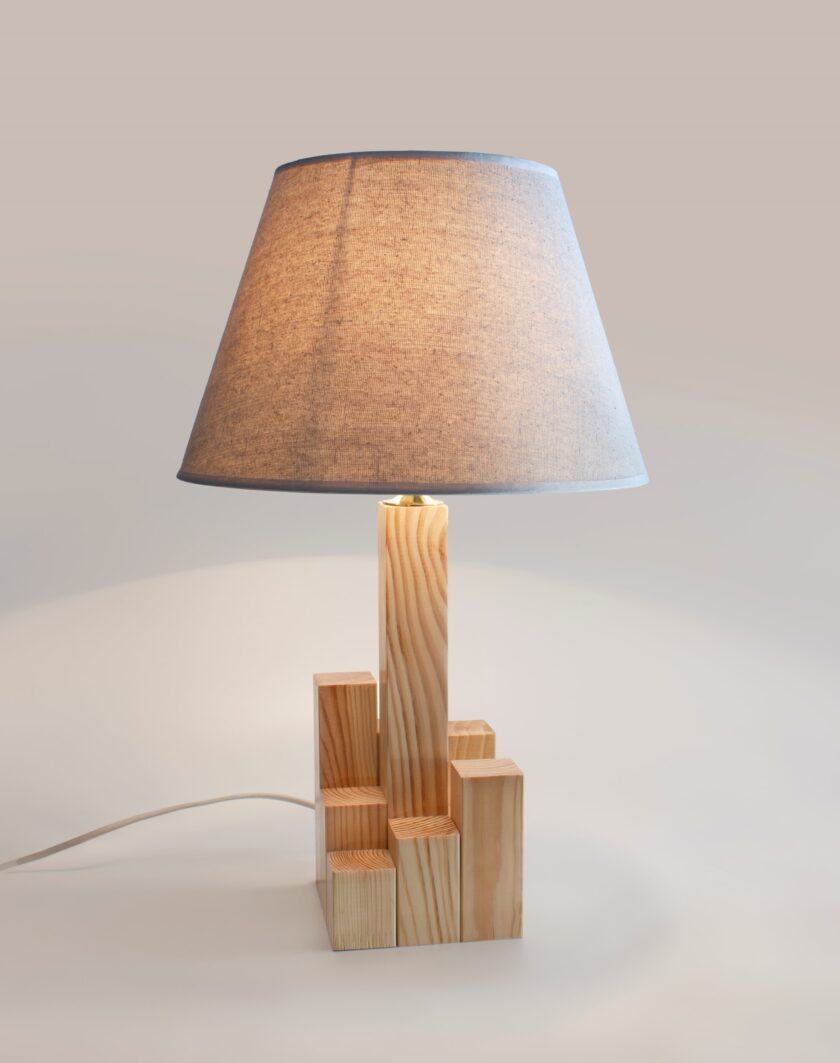 wooden base lamp cubic