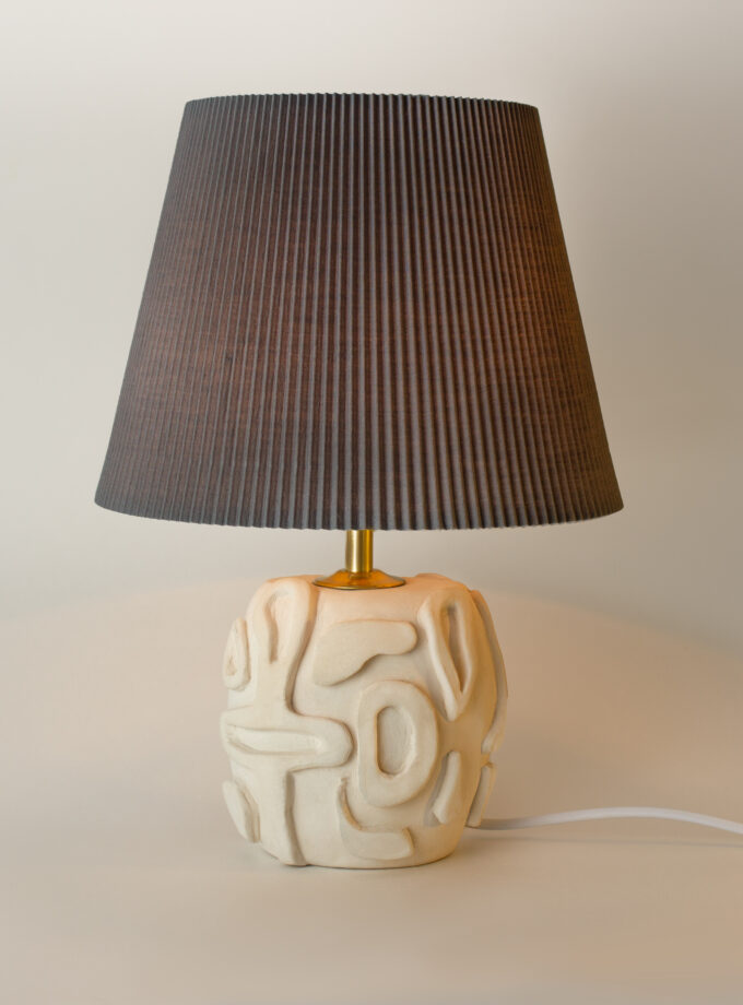 ceramic table lamp with lampshade rock bas-relief