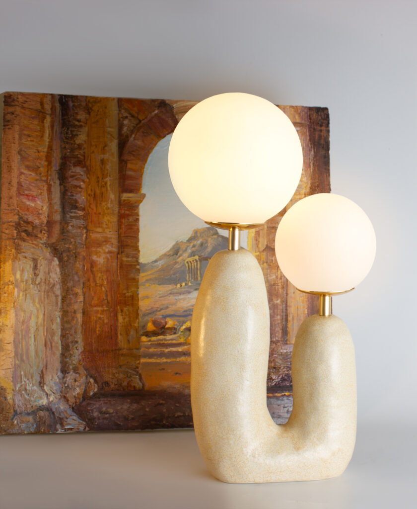 ceramic table lamp with two lampshade